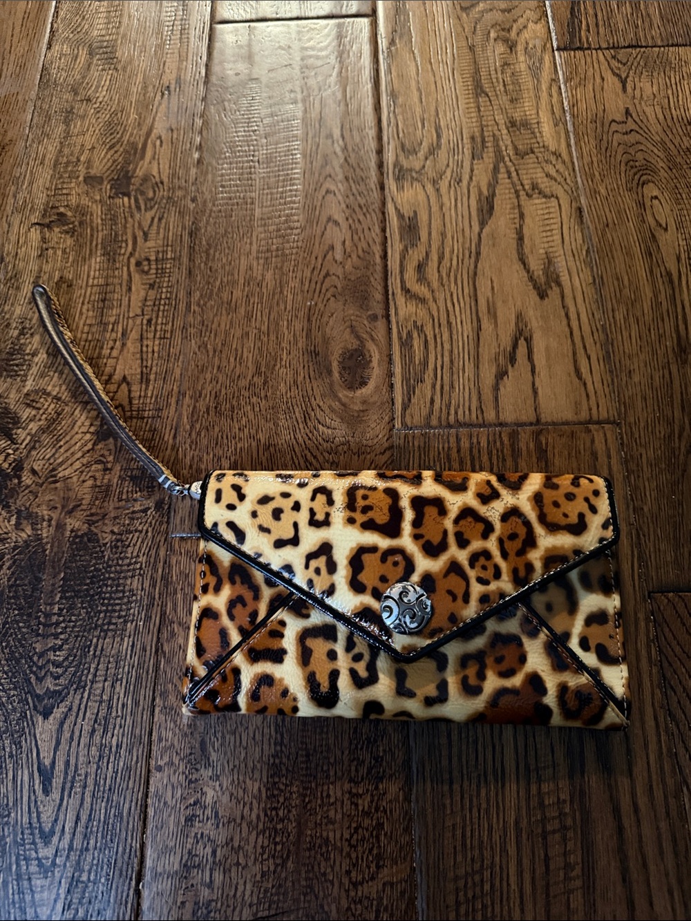 BRIGHTON Leopard Print Wristlet Clutch - Brown/Cream